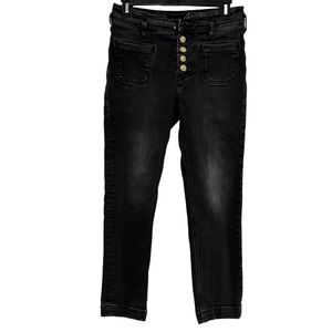 PILCRO AND THE LETTERPRESS Black Wash HIGH RISE SLIM Button Fly Jeans sz 26 x 25